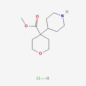 molecular formula C12H22ClNO3 B2822502 Methyl 4-(piperidin-4-yl)oxane-4-carboxylate hydrochloride CAS No. 2225144-24-9