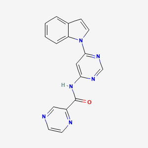 molecular formula C17H12N6O B2822515 N-(6-(1H-indol-1-yl)pyrimidin-4-yl)pyrazine-2-carboxamide CAS No. 1428367-16-1