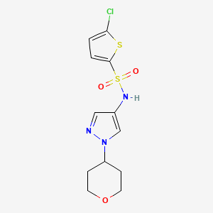 molecular formula C12H14ClN3O3S2 B2822535 5-chloro-N-(1-(tetrahydro-2H-pyran-4-yl)-1H-pyrazol-4-yl)thiophene-2-sulfonamide CAS No. 1797552-51-2