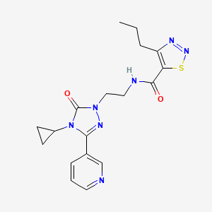 molecular formula C18H21N7O2S B2822552 N-{2-[4-cyclopropyl-5-oxo-3-(pyridin-3-yl)-4,5-dihydro-1H-1,2,4-triazol-1-yl]ethyl}-4-propyl-1,2,3-thiadiazole-5-carboxamide CAS No. 1798457-78-9