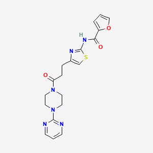 molecular formula C19H20N6O3S B2822582 N-(4-(3-oxo-3-(4-(pyrimidin-2-yl)piperazin-1-yl)propyl)thiazol-2-yl)furan-2-carboxamide CAS No. 1021227-15-5