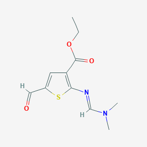 molecular formula C11H14N2O3S B2822609 Ethyl 2-[(E)-dimethylaminomethylideneamino]-5-formylthiophene-3-carboxylate CAS No. 380353-82-2