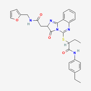 molecular formula C29H29N5O4S B2822616 N-(4-ethylphenyl)-2-{[2-({[(furan-2-yl)methyl]carbamoyl}methyl)-3-oxo-2H,3H-imidazo[1,2-c]quinazolin-5-yl]sulfanyl}butanamide CAS No. 1024317-71-2