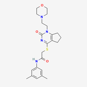 molecular formula C23H30N4O3S B2822639 N-(3,5-dimethylphenyl)-2-({1-[2-(morpholin-4-yl)ethyl]-2-oxo-1H,2H,5H,6H,7H-cyclopenta[d]pyrimidin-4-yl}sulfanyl)acetamide CAS No. 946218-14-0