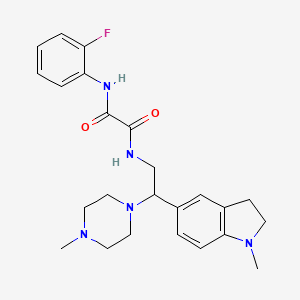 molecular formula C24H30FN5O2 B2822672 N1-(2-fluorophenyl)-N2-(2-(1-methylindolin-5-yl)-2-(4-methylpiperazin-1-yl)ethyl)oxalamide CAS No. 921925-07-7