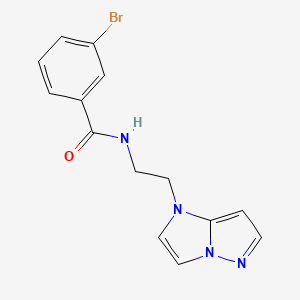 molecular formula C14H13BrN4O B2822683 N-(2-(1H-imidazo[1,2-b]pyrazol-1-yl)ethyl)-3-bromobenzamide CAS No. 1798539-48-6