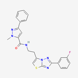 N-(2-(2-(3-fluorophenyl)thiazolo[3,2-b][1,2,4]triazol-6-yl)ethyl)-1-methyl-3-phenyl-1H-pyrazole-5-carboxamide