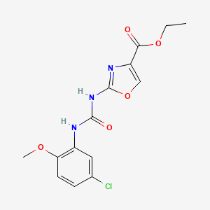 molecular formula C14H14ClN3O5 B2822701 Ethyl 2-(3-(5-chloro-2-methoxyphenyl)ureido)oxazole-4-carboxylate CAS No. 1203010-35-8