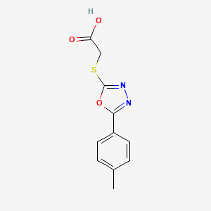 molecular formula C11H10N2O3S B2822703 (5-p-Tolyl-[1,3,4]oxadiazol-2-ylsulfanyl)-acetic acid CAS No. 84160-39-4