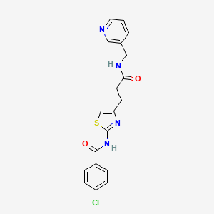 4-chloro-N-(4-(3-oxo-3-((pyridin-3-ylmethyl)amino)propyl)thiazol-2-yl)benzamide