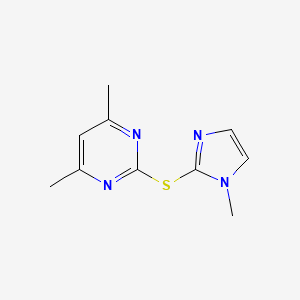molecular formula C10H12N4S B2822748 4,6-dimethyl-2-[(1-methyl-1H-imidazol-2-yl)sulfanyl]pyrimidine CAS No. 2309735-36-0