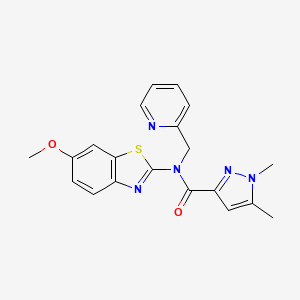N-(6-methoxybenzo[d]thiazol-2-yl)-1,5-dimethyl-N-(pyridin-2-ylmethyl)-1H-pyrazole-3-carboxamide