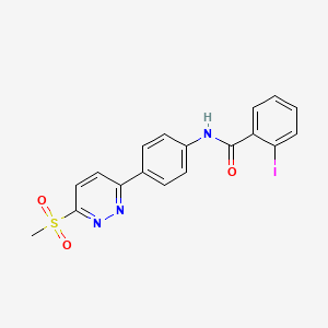 molecular formula C18H14IN3O3S B2822765 2-iodo-N-(4-(6-(methylsulfonyl)pyridazin-3-yl)phenyl)benzamide CAS No. 921544-16-3