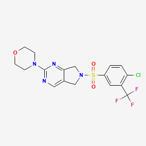 molecular formula C17H16ClF3N4O3S B2822766 4-(6-((4-chloro-3-(trifluoromethyl)phenyl)sulfonyl)-6,7-dihydro-5H-pyrrolo[3,4-d]pyrimidin-2-yl)morpholine CAS No. 2034224-87-6