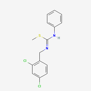 molecular formula C15H14Cl2N2S B2822774 2,4-Dichloro-1-({[(methylsulfanyl)(phenylimino)methyl]amino}methyl)benzene CAS No. 861212-32-0