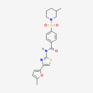 molecular formula C21H23N3O4S2 B2822775 N-(4-(5-methylfuran-2-yl)thiazol-2-yl)-4-((3-methylpiperidin-1-yl)sulfonyl)benzamide CAS No. 683792-38-3