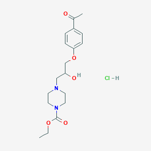 molecular formula C18H27ClN2O5 B2822783 Ethyl 4-(3-(4-acetylphenoxy)-2-hydroxypropyl)piperazine-1-carboxylate hydrochloride CAS No. 1177607-46-3
