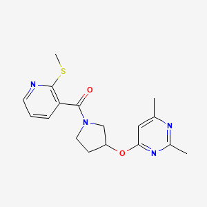 molecular formula C17H20N4O2S B2822788 2,4-Dimethyl-6-({1-[2-(methylsulfanyl)pyridine-3-carbonyl]pyrrolidin-3-yl}oxy)pyrimidine CAS No. 2097894-56-7