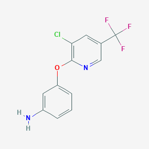 molecular formula C12H8ClF3N2O B2822789 3-((3-Chloro-5-(trifluoromethyl)pyridin-2-yl)oxy)aniline CAS No. 80783-47-7