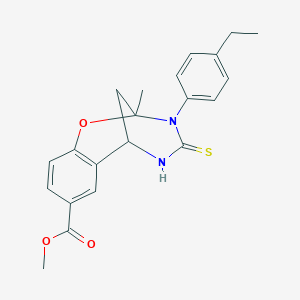 molecular formula C21H22N2O3S B2822791 methyl 10-(4-ethylphenyl)-9-methyl-11-sulfanylidene-8-oxa-10,12-diazatricyclo[7.3.1.0^{2,7}]trideca-2,4,6-triene-4-carboxylate CAS No. 933235-98-4