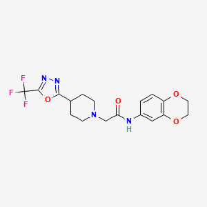 N-(2,3-dihydrobenzo[b][1,4]dioxin-6-yl)-2-(4-(5-(trifluoromethyl)-1,3,4-oxadiazol-2-yl)piperidin-1-yl)acetamide