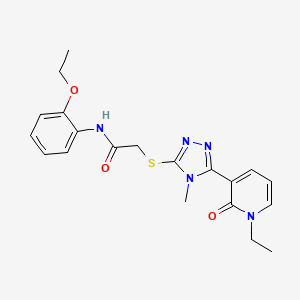 molecular formula C20H23N5O3S B2822796 N-(2-ethoxyphenyl)-2-((5-(1-ethyl-2-oxo-1,2-dihydropyridin-3-yl)-4-methyl-4H-1,2,4-triazol-3-yl)thio)acetamide CAS No. 1105208-63-6