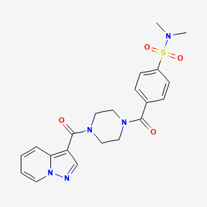 molecular formula C21H23N5O4S B2822801 N,N-dimethyl-4-(4-(pyrazolo[1,5-a]pyridine-3-carbonyl)piperazine-1-carbonyl)benzenesulfonamide CAS No. 1396872-99-3