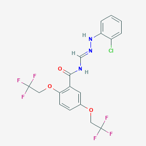 N-[(1E)-[2-(2-chlorophenyl)hydrazin-1-yl]methylidene]-2,5-bis(2,2,2-trifluoroethoxy)benzamide