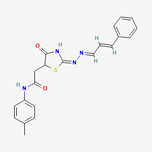 2-((E)-4-oxo-2-((E)-((E)-3-phenylallylidene)hydrazono)thiazolidin-5-yl)-N-(p-tolyl)acetamide