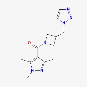[3-(Triazol-1-ylmethyl)azetidin-1-yl]-(1,3,5-trimethylpyrazol-4-yl)methanone