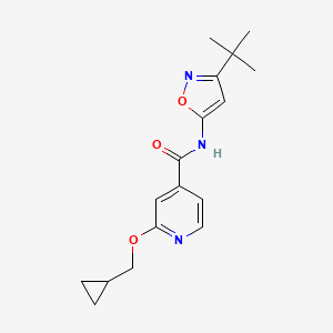 molecular formula C17H21N3O3 B2822831 N-(3-tert-butyl-1,2-oxazol-5-yl)-2-(cyclopropylmethoxy)pyridine-4-carboxamide CAS No. 2034493-23-5