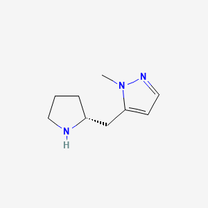 molecular formula C9H15N3 B2822836 1-Methyl-5-[[(2R)-pyrrolidin-2-yl]methyl]pyrazole CAS No. 2165740-80-5