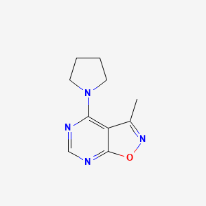 molecular formula C10H12N4O B2822837 3-Methyl-4-(1-pyrrolidinyl)isoxazolo[5,4-d]pyrimidine CAS No. 672925-37-0