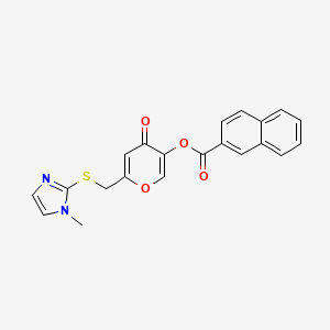 molecular formula C21H16N2O4S B2822858 6-(((1-methyl-1H-imidazol-2-yl)thio)methyl)-4-oxo-4H-pyran-3-yl 2-naphthoate CAS No. 896310-38-6