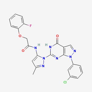 N-(1-(1-(3-chlorophenyl)-4-oxo-4,5-dihydro-1H-pyrazolo[3,4-d]pyrimidin-6-yl)-3-methyl-1H-pyrazol-5-yl)-2-(2-fluorophenoxy)acetamide