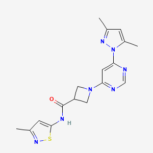 molecular formula C17H19N7OS B2822878 1-(6-(3,5-dimethyl-1H-pyrazol-1-yl)pyrimidin-4-yl)-N-(3-methylisothiazol-5-yl)azetidine-3-carboxamide CAS No. 2034361-74-3