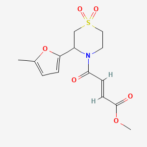 Methyl (E)-4-[3-(5-methylfuran-2-yl)-1,1-dioxo-1,4-thiazinan-4-yl]-4-oxobut-2-enoate
