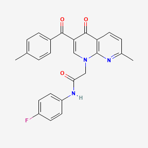 N-(4-fluorophenyl)-2-(7-methyl-3-(4-methylbenzoyl)-4-oxo-1,8-naphthyridin-1(4H)-yl)acetamide