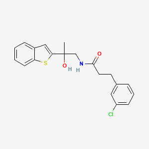 molecular formula C20H20ClNO2S B2822893 N-(2-(benzo[b]thiophen-2-yl)-2-hydroxypropyl)-3-(3-chlorophenyl)propanamide CAS No. 2034471-57-1