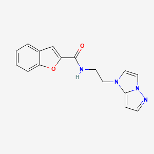 molecular formula C16H14N4O2 B2822895 N-(2-(1H-imidazo[1,2-b]pyrazol-1-yl)ethyl)benzofuran-2-carboxamide CAS No. 1796965-38-2