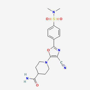 molecular formula C18H21N5O4S B2822901 1-{4-Cyano-2-[4-(dimethylsulfamoyl)phenyl]-1,3-oxazol-5-yl}piperidine-4-carboxamide CAS No. 941240-55-7