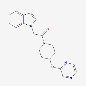 molecular formula C19H20N4O2 B2822918 2-(1H-indol-1-yl)-1-(4-(pyrazin-2-yloxy)piperidin-1-yl)ethanone CAS No. 1448131-57-4