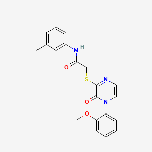 molecular formula C21H21N3O3S B2822931 N-(3,5-二甲基苯基)-2-[4-(2-甲氧基苯基)-3-氧代吡嗪-2-基]硫醚乙酰胺 CAS No. 900007-19-4
