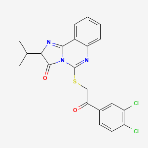 molecular formula C21H17Cl2N3O2S B2822934 5-{[2-(3,4-dichlorophenyl)-2-oxoethyl]sulfanyl}-2-(propan-2-yl)-2H,3H-imidazo[1,2-c]quinazolin-3-one CAS No. 1023550-35-7