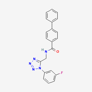 molecular formula C21H16FN5O B2822935 N-((1-(3-fluorophenyl)-1H-tetrazol-5-yl)methyl)-[1,1'-biphenyl]-4-carboxamide CAS No. 921501-44-2