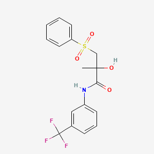 molecular formula C17H16F3NO4S B2822937 3-(benzenesulfonyl)-2-hydroxy-2-methyl-N-[3-(trifluoromethyl)phenyl]propanamide CAS No. 338424-40-1