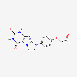 molecular formula C18H19N5O4 B2822943 1,3-Dimethyl-8-[4-(2-oxopropoxy)phenyl]-1,3,5-trihydroimidazolidino[1,2-h]puri ne-2,4-dione CAS No. 946225-70-3
