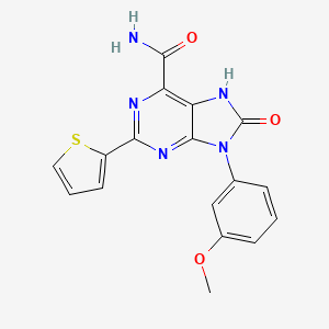 molecular formula C17H13N5O3S B2822953 9-(3-methoxyphenyl)-8-oxo-2-(thiophen-2-yl)-8,9-dihydro-7H-purine-6-carboxamide CAS No. 899970-89-9