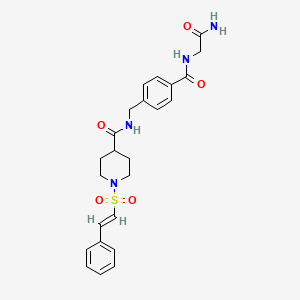 N-[[4-[(2-amino-2-oxoethyl)carbamoyl]phenyl]methyl]-1-[(E)-2-phenylethenyl]sulfonylpiperidine-4-carboxamide