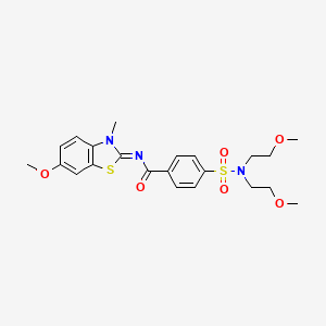 molecular formula C22H27N3O6S2 B2822957 (E)-4-(N,N-双(2-甲氧基乙基)磺酰基)-N-(6-甲氧基-3-甲基苯并[4]噻唑-2(3H)-基亚)苯甲酰胺 CAS No. 850782-01-3